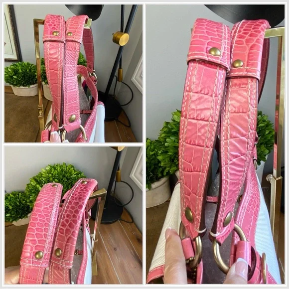 Coach RARE Exotic Legacy Pink Croc Embossed Trim Tote Y2K - Picture 11 of 17